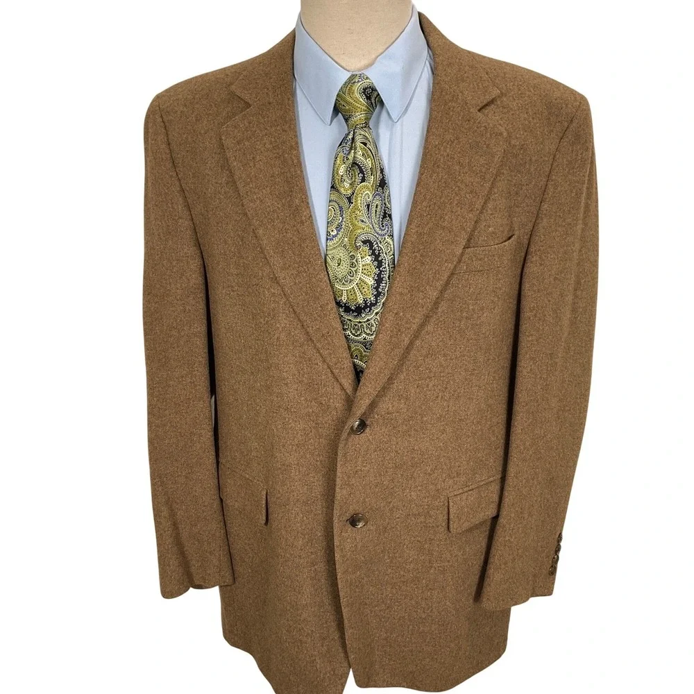 Jos A Bank Blazer Men 43L Tan Camel‎ Hair Luxury Classic Career Neutral VTG